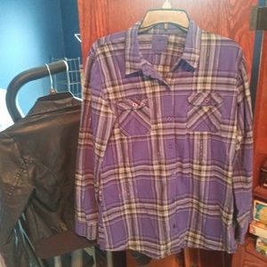 Nollie Purple/White Plaid Button Down